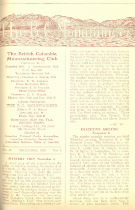The B.C. Mountaineer 1928 December cover